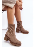 Damskie Botki Na Słupku Beżowe Argastis Damskie Botki Na Słupku Beżowe Argastis