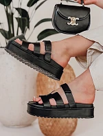 Dámske žabky na suchý zips PLATFOR black FashionStreet ZY0867