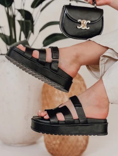 Dámske žabky na suchý zips PLATFOR black FashionStreet ZY0867