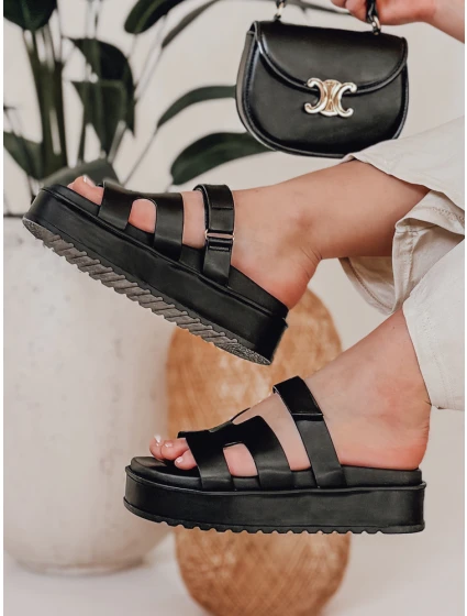 Dámské žabky na suchý zip black model 21987017 - Dstreet Dámské žabky na suchý zip black model 21987017 - Dstreet