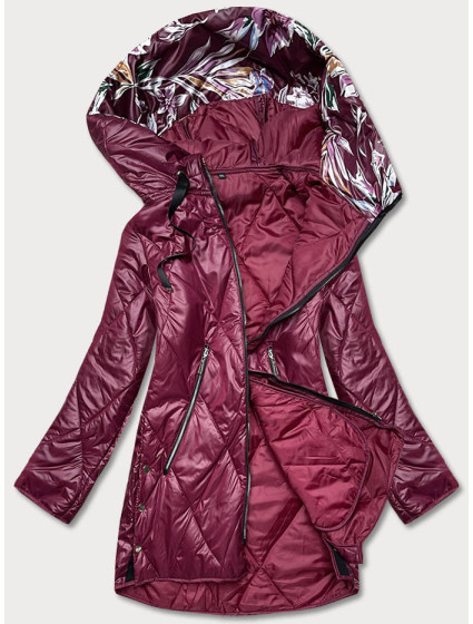 Dámská bunda ve vínové bordó barvě s ozdobnou kapucí model 18013436 - S'WEST