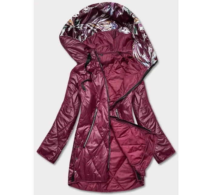 Dámská bunda ve vínové bordó barvě s ozdobnou kapucí model 18013436 - S'WEST