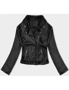 Čierna bunda ramoneska s opaskom (11Z8061)