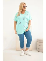 Dámská bavlněná halenka Plus Size s model 22185719 mátová - K-Fashion Dámská bavlněná halenka Plus Size s model 22185719 mátová - K-Fashion