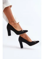 Zazoo 2453/OS Zamszowe Czółenka Na Słupku Z Sercem Czarne