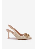 Plecione Szpilki Z Odkrytą Piętą Beżowe Lanithra