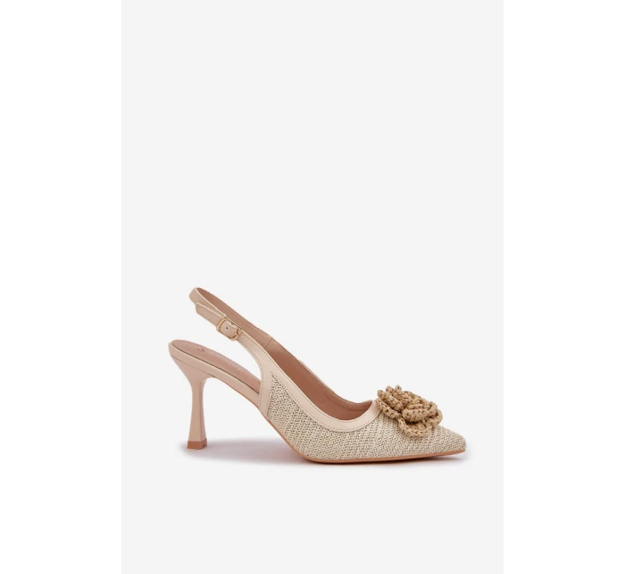Plecione Szpilki Z Odkrytą Piętą Beżowe Lanithra