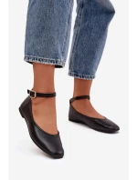 Dámské baleríny s páskem a přezkou Černé Janelor