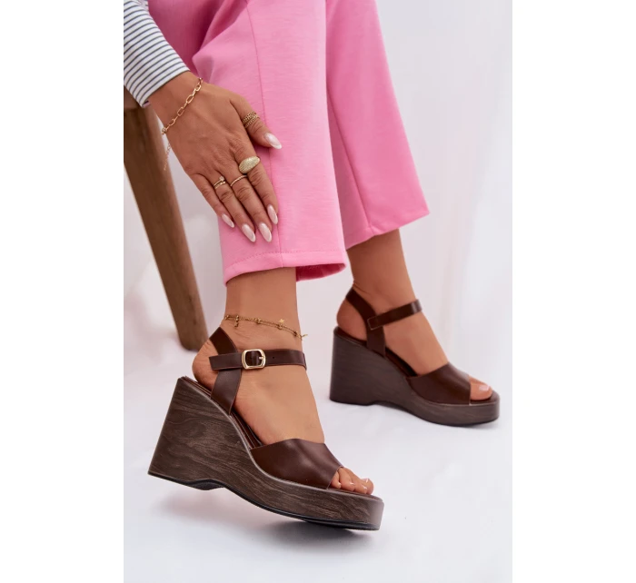 Dámské sandály na platformě Eko kůže Čokoládové Parilisse