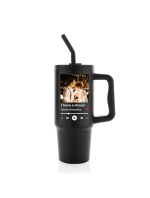 Cestovní termoska s barevným víčkem s vlastním odkazem na oblíbenou písničku Cestovní termoska s barevným víčkem s vlastním odkazem na oblíbenou písničku