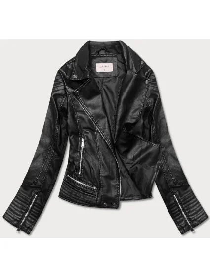 Černá dámská bunda z eko kůže model 18133604 - J.STYLE