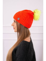 Dámska čiapka s brmbolcom Judyta K347 oranžová