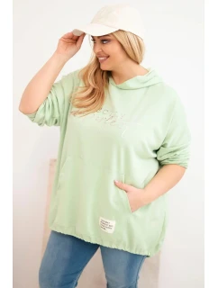 Dámska mikina Plus Size s kapucňou a potlačou mint