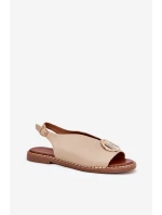 Ploché elegantní sandály s ozdobou béžové model 21685763 - Boto Ploché elegantní sandály s ozdobou béžové model 21685763 - Boto