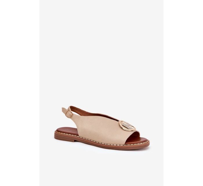 Ploché elegantní sandály s ozdobou béžové model 21685763 - Boto Ploché elegantní sandály s ozdobou béžové model 21685763 - Boto