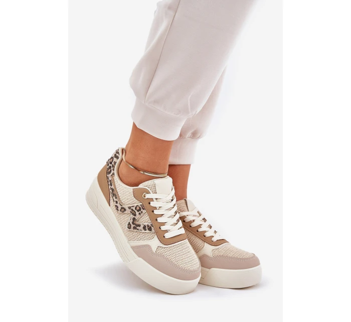 Buty Sportowe Damskie Na Platformie Panterka Khaki Lorori