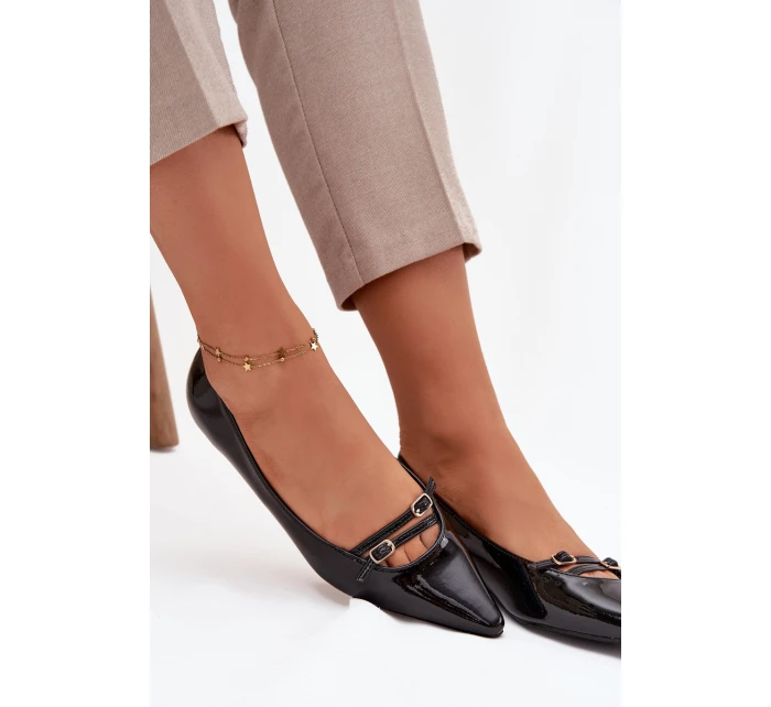 Lakované baleríny s proužky Černé Zarelia