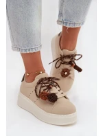 Dámské tenisky na platformě s ozdobnými béžové model 21919545 - Boto