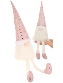 DEKORATÍVNY TRPASLÍK LESKLÝ SANTA 38+20CM RUŽOVÝ