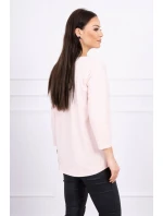 Halenka s 3D grafikou a model 18743920 volánky pudrově růžová - K-Fashion