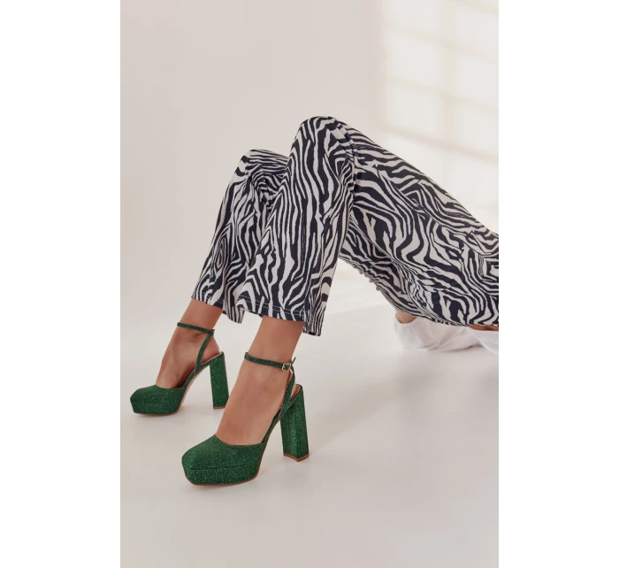 Dámské sandály třpytivé na podpatku model 21597005 - Boto