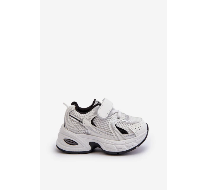 Dziecięce Buty Sportowe Sneakersy Na Rzep Biało-Czarne Ephona Dziecięce Buty Sportowe Sneakersy Na Rzep Biało-Czarne Ephona