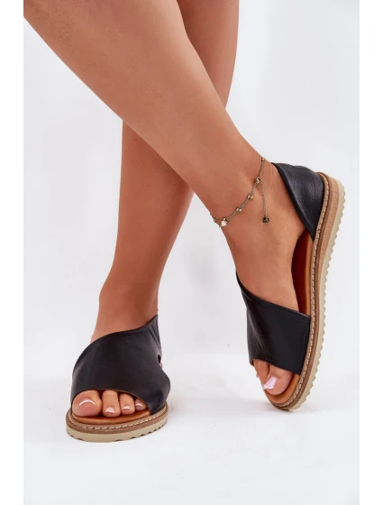 Kožené dámské sandály model 21698416 černé - Artiker