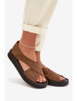 Dámské sandály Zazoo 3196 z přírodního semiše světle hnědé