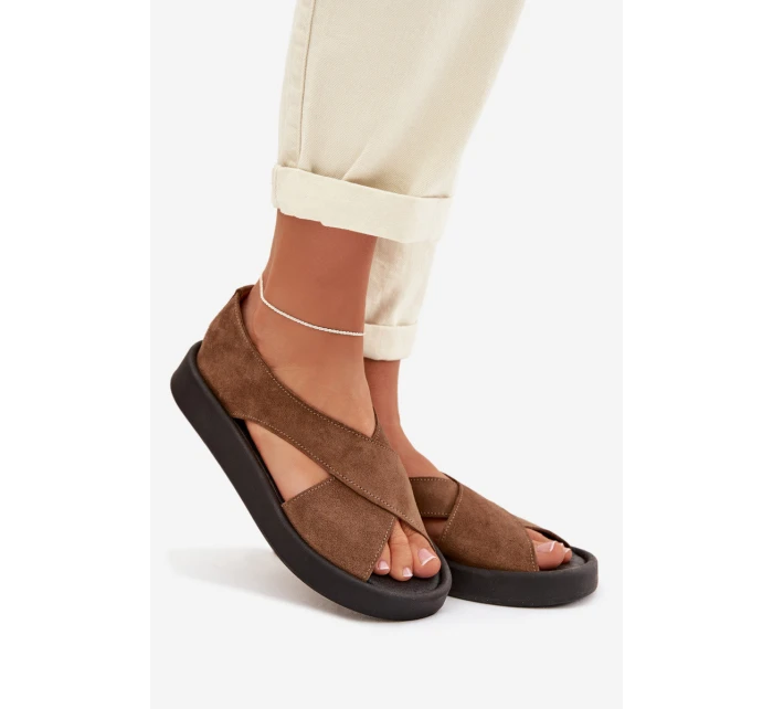 Dámské sandály Zazoo 3196 z přírodního semiše světle hnědé