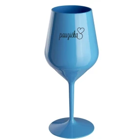 PAUZIČKA - modrá nerozbitná sklenice na víno 470 ml