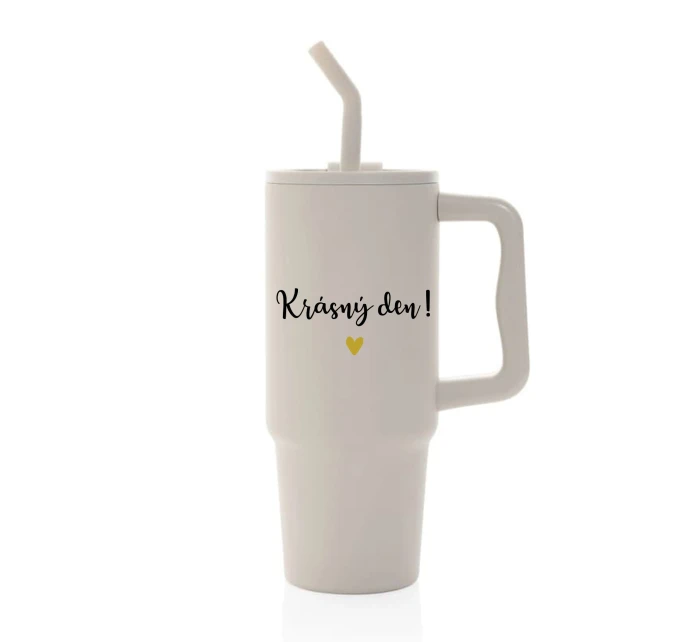 KRÁSNÝ DEN - béžový cestovní termohrnek 900 ml