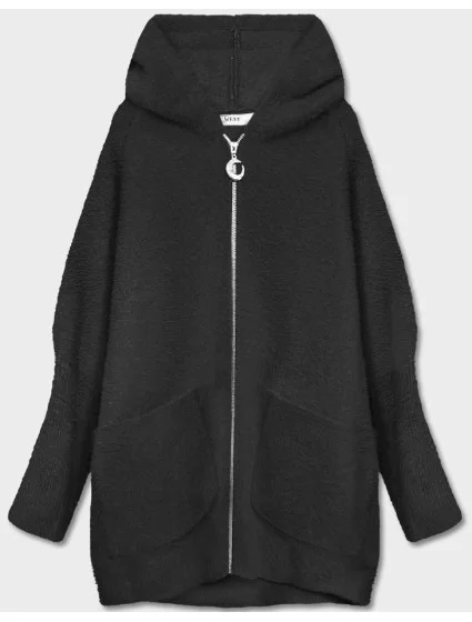 Černý přehoz přes oblečení alpaka s kapucí model 17836814 - S'WEST Černý přehoz přes oblečení alpaka s kapucí model 17836814 - S'WEST