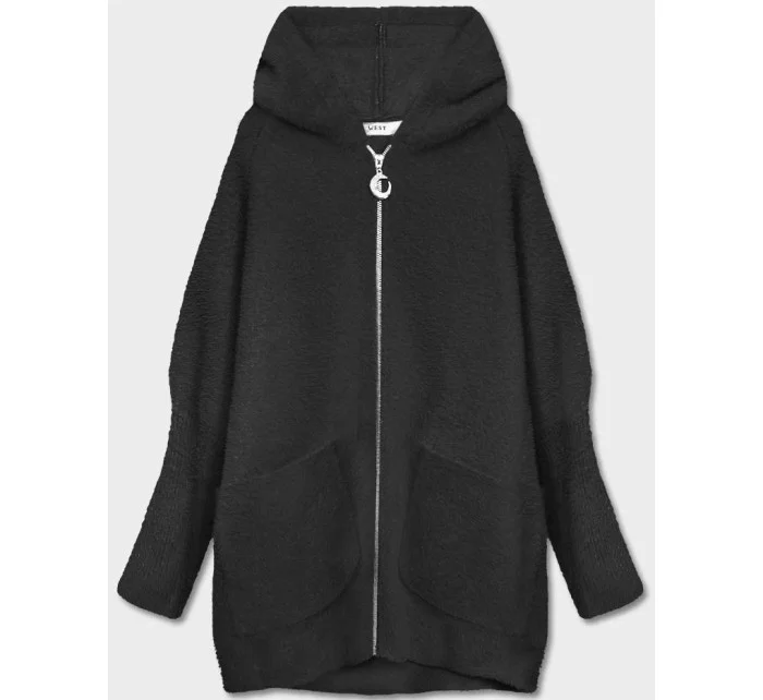 Černý přehoz přes oblečení alpaka s kapucí model 17836814 - S'WEST Černý přehoz přes oblečení alpaka s kapucí model 17836814 - S'WEST