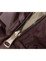 Hnedá a béžová dámska dlhá obojstranná vesta (B8248-14)