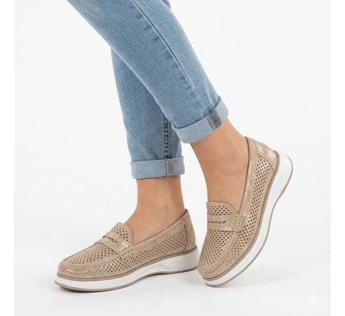 Dámská zlatá prolamovaná obuv  model 22078931 - LEONE