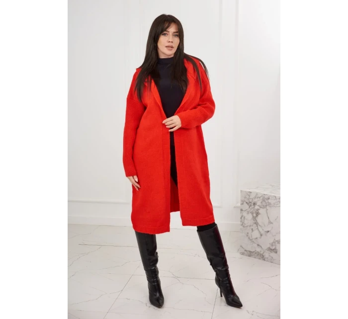 Sveter s kapucňou červený