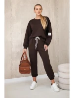 Súprava tepláky + nohavice maslová látka hnedá