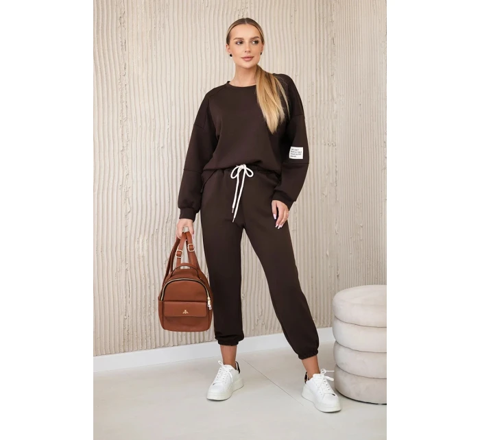 Súprava tepláky + nohavice maslová látka hnedá