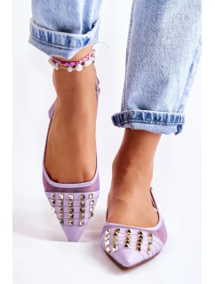 Damskie Baleriny Z Ćwiekami Fioletowe Kinley