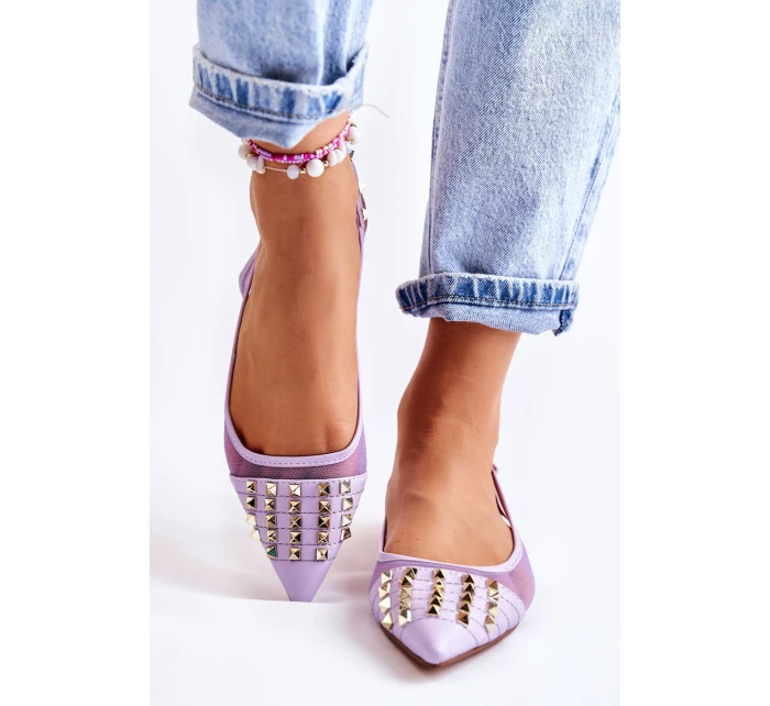 Damskie Baleriny Z Ćwiekami Fioletowe Kinley