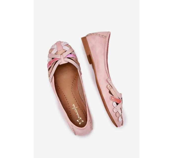 Damskie Skórzane Baleriny Maciejka 01358-51 Różowe