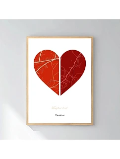 Personalizovaný magický fotoobraz v rámu - 40x50 - Dvě místa, jedno srdce