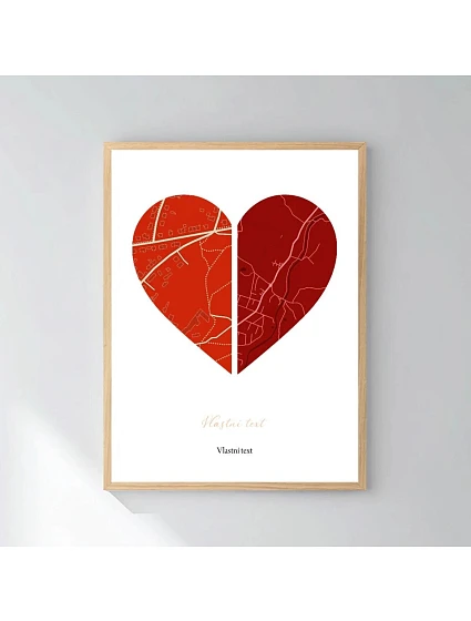 Personalizovaný magický fotoobraz v rámu - 40x50 - Dvě místa, jedno srdce Personalizovaný magický fotoobraz v rámu - 40x50 - Dvě místa, jedno srdce