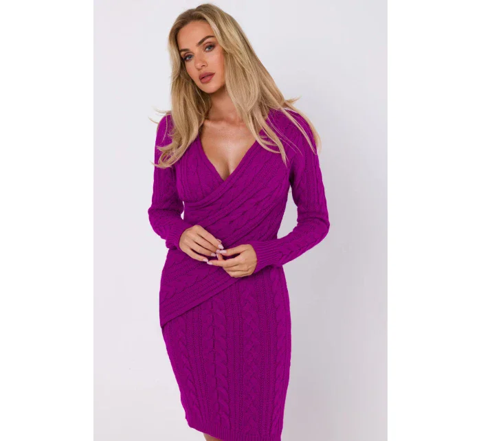 Dámske pletené šaty M773 fialové - Moe Dámske pletené šaty M773 fialové - Moe