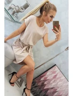 Šaty 8980 s prepletenou spodnou časťou béžové - Kesi