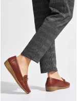 Jedinečné hnedé dámske mokasíny na klin Jedinečné hnedé dámske mokasíny na klin
