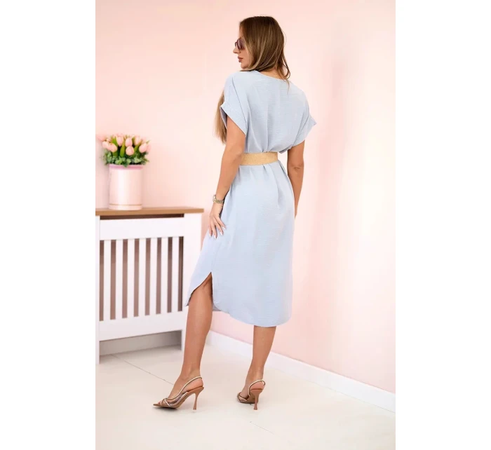 Šaty s ozdobným páskem šedý