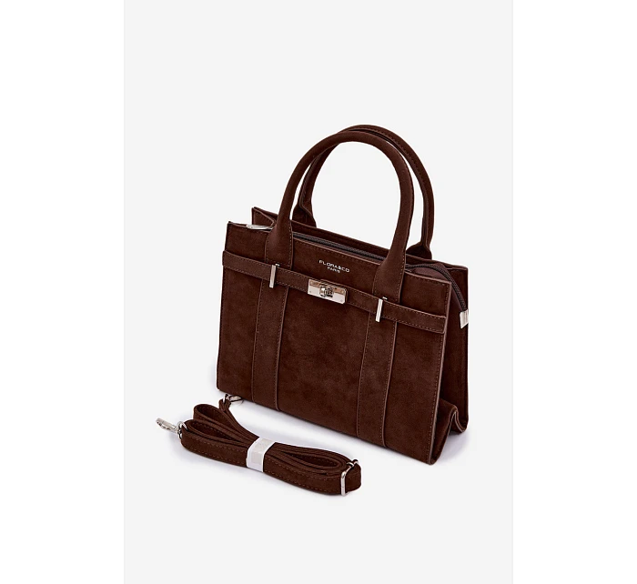 Kabelka typu Kufr z imitace semiše čokoládová Noressa