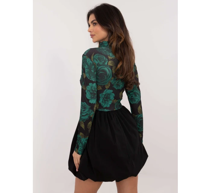 Šaty DHJ SK 19959.35 čierno-zelené Šaty DHJ SK 19959.35 čierno-zelené