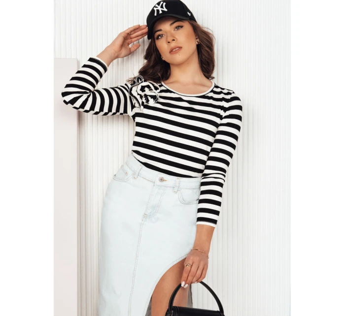 Dámská pruhovaná halenka černá Dstreet model 21975619 - FashionStreet Dámská pruhovaná halenka černá Dstreet model 21975619 - FashionStreet